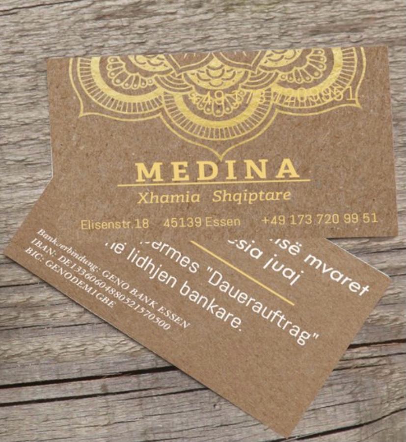 Medina Xhamia Visitenkarten – Detail
