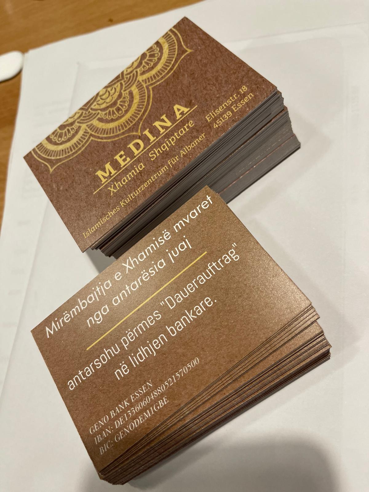 Medina Xhamia Visitenkarten (Kraftpapier & Gold)